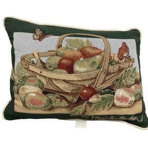 Vtg‎ Marjolein Bastin Tapestry Throw Pillow Apple Fruit Basket Butterfly 16x12"